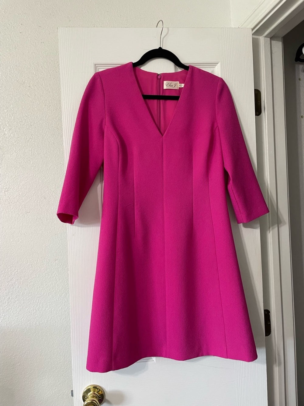 Eliza J Bright Fuchsia V-Neck A-Line Mini Dress